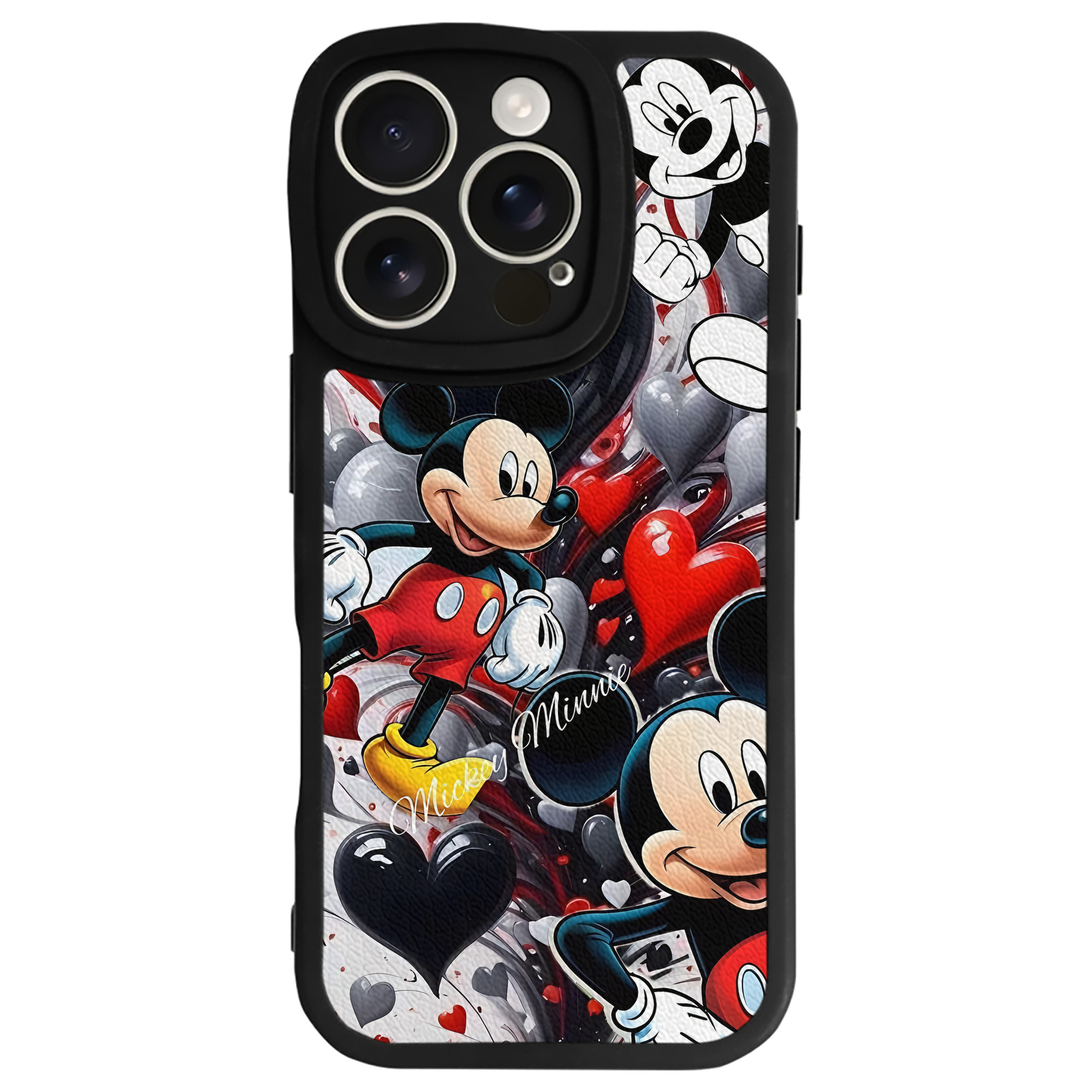 （画像用） ミッキーマウス Mickey Mouse 【iPhone 16シリーズ対応】シリコンスマホケース（レザー調） 材質：シリコン